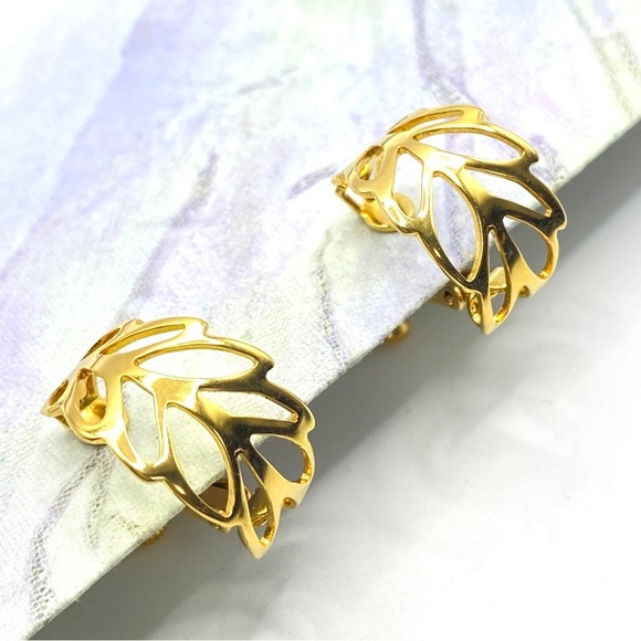 NAPIER Gold Tone Clip-On Hoops Earrings - Picture 2 of 9